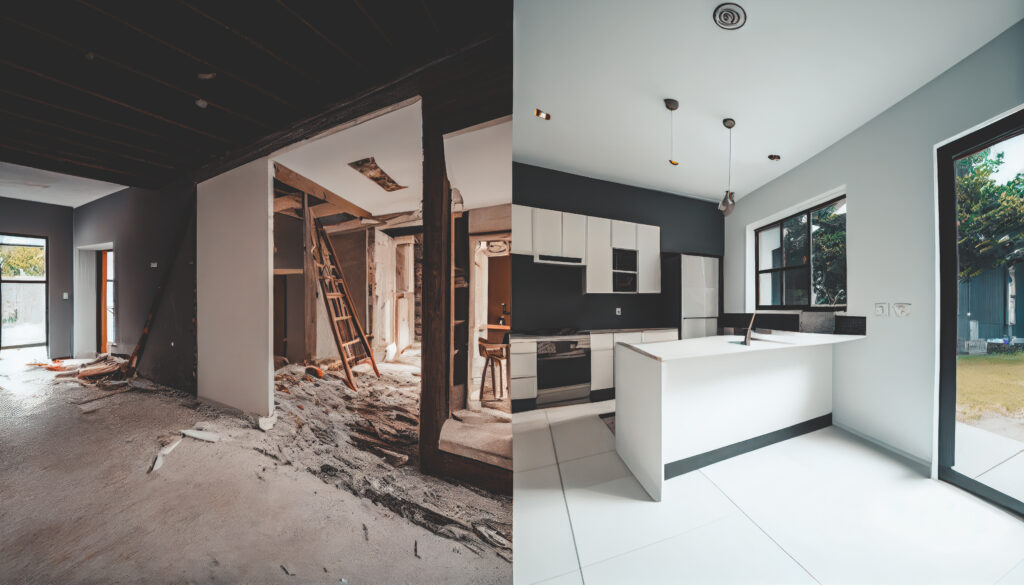before after modern kitchen apartment room renovated house | Mountain Home Construction LLC